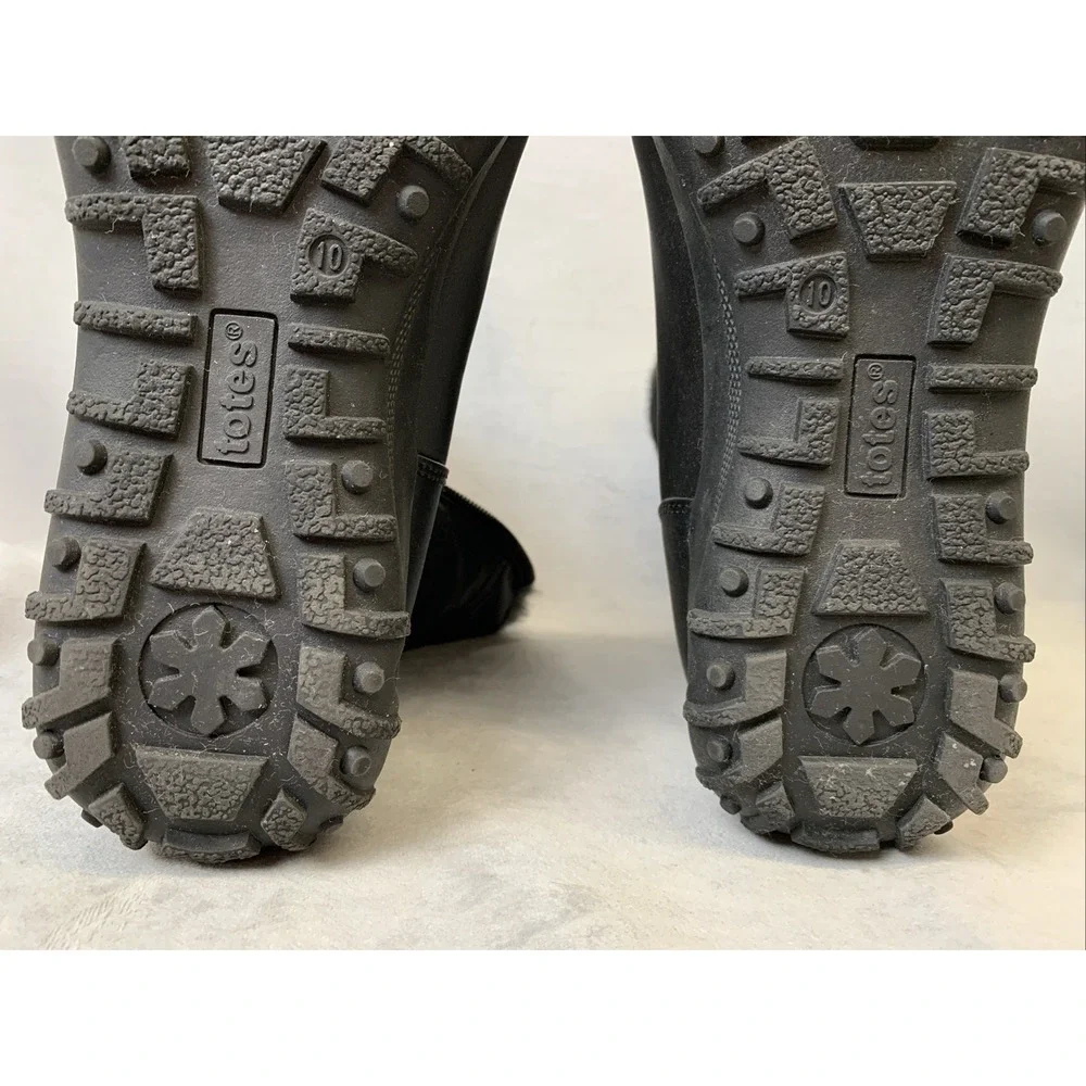 Totes Snow Boots Women's Size 10 M Rikki Black Faux‎ Fur Lined Zip Up